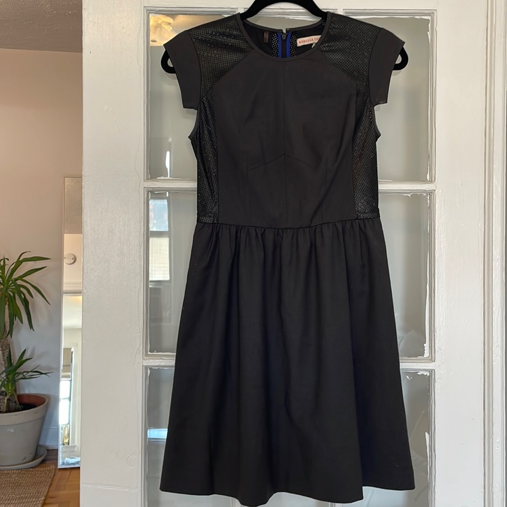 Rebecca Taylor Leather Perf Trimmed Dress